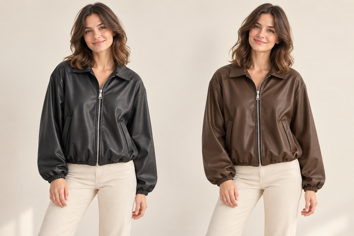 Lederimitatjacke im modernen Blousonschnitt