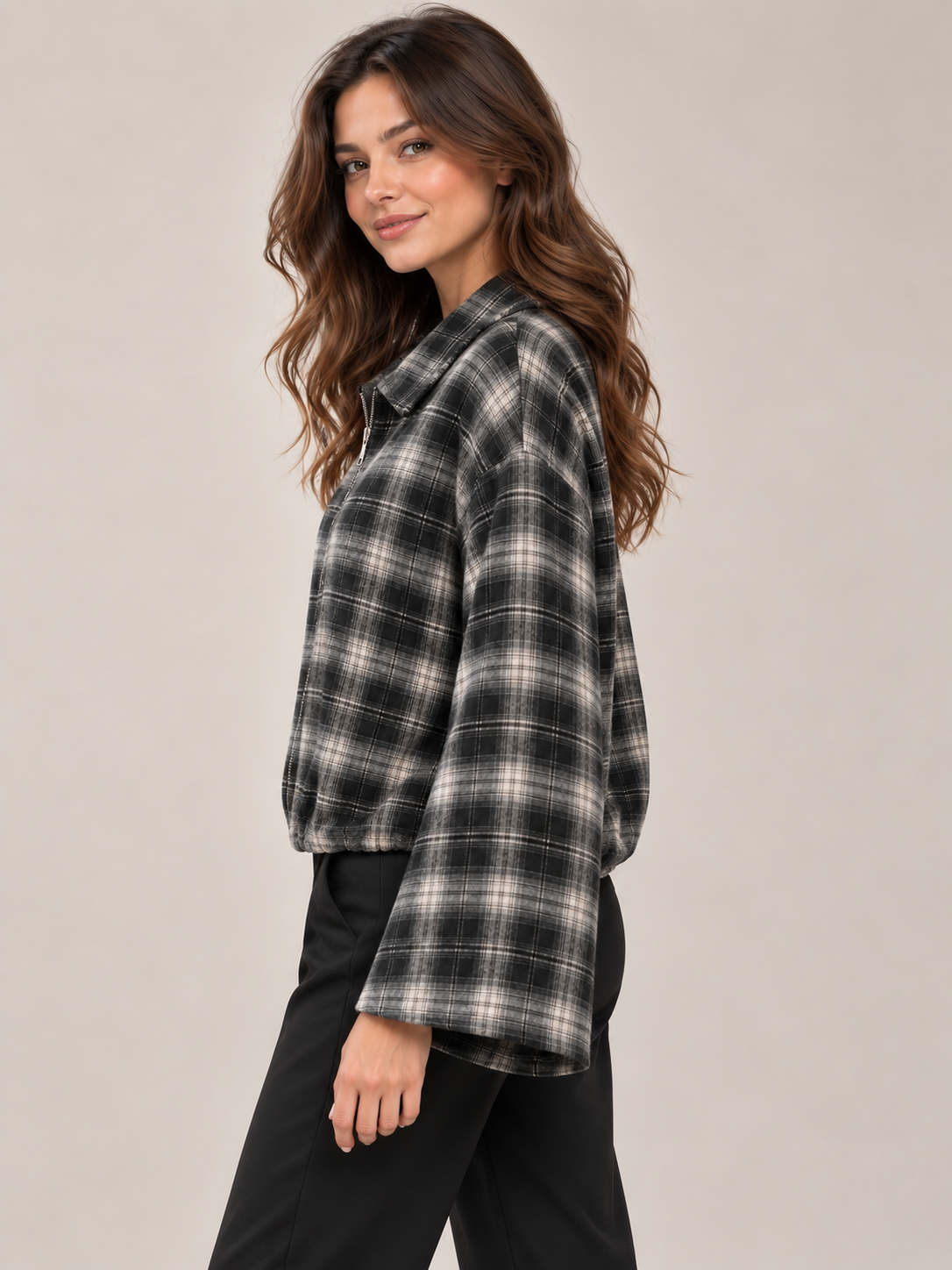 Karojacke mit Reißverschluss