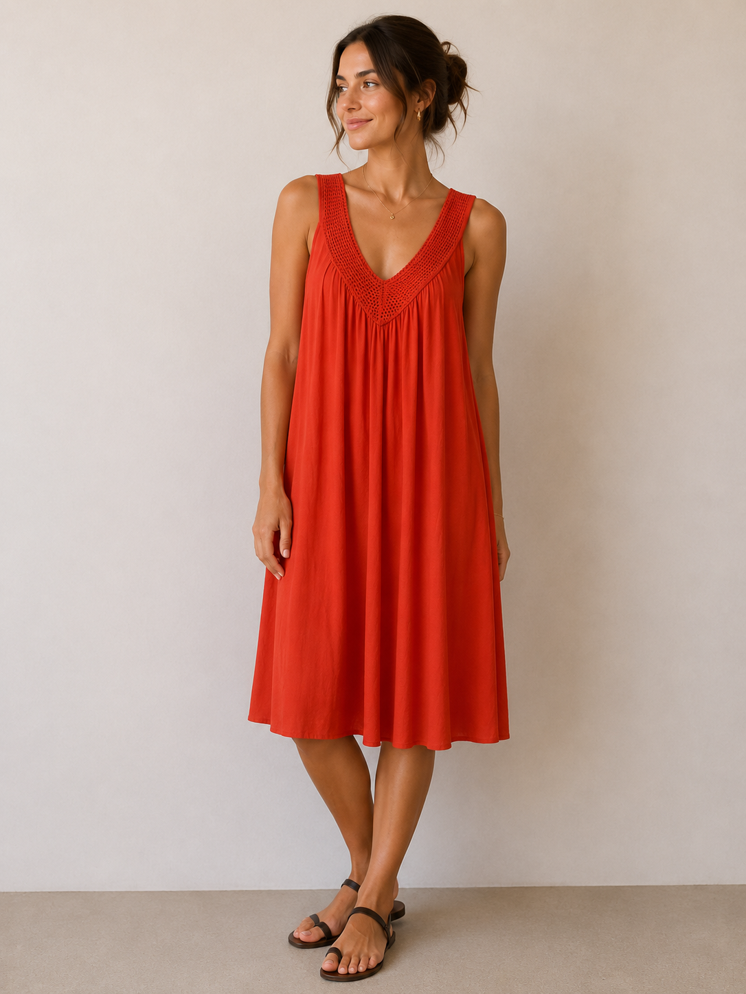 Sommerkleid mit Häkel-Ausschnitt – Einheitsgröße