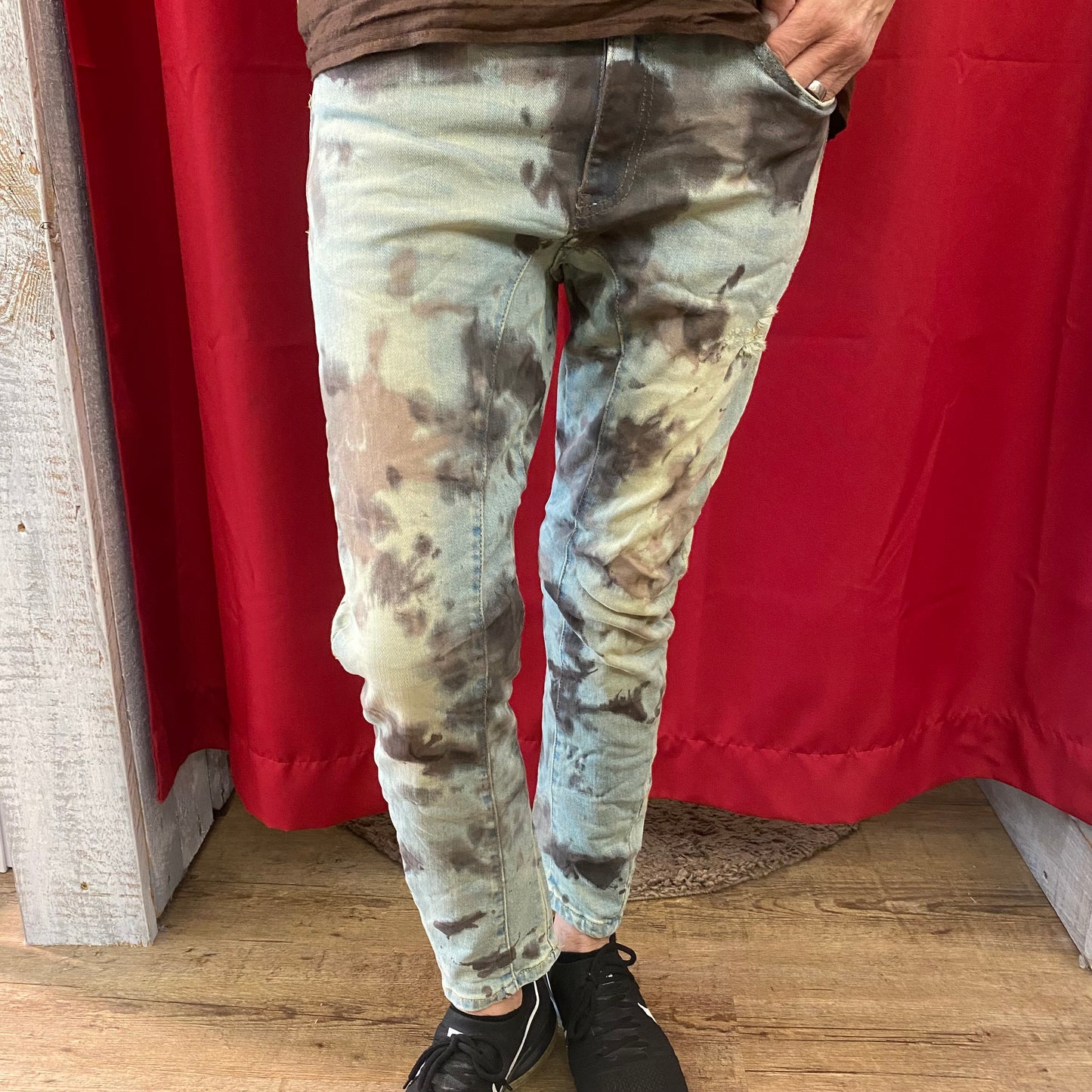 Damen Jeans Hose Batik Waschung Slim Fit Größen S-XL