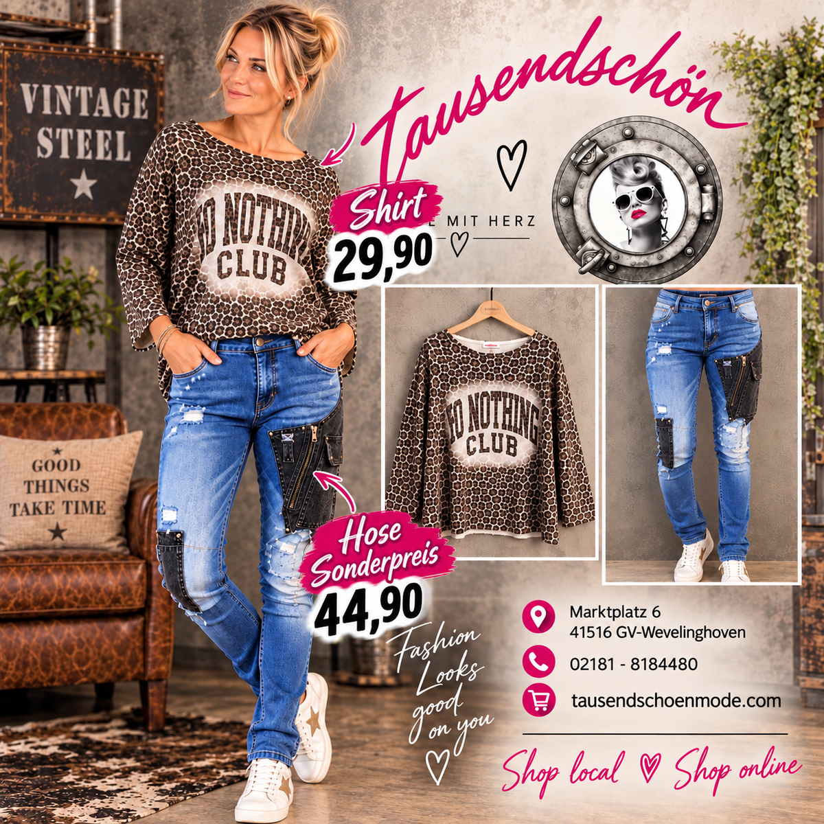 Jeans mit angesagten Patchwork-Details – stylisch & bequem