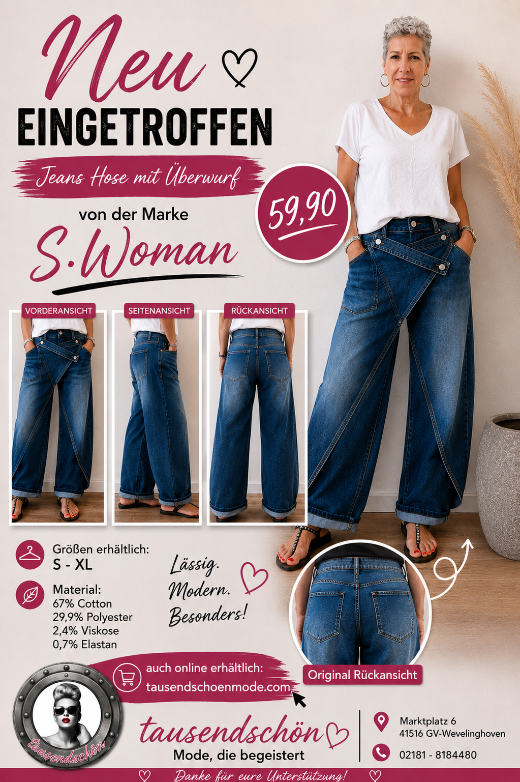 S.Woman Jeans mit Überwurf – ein echter Hingucker 💙