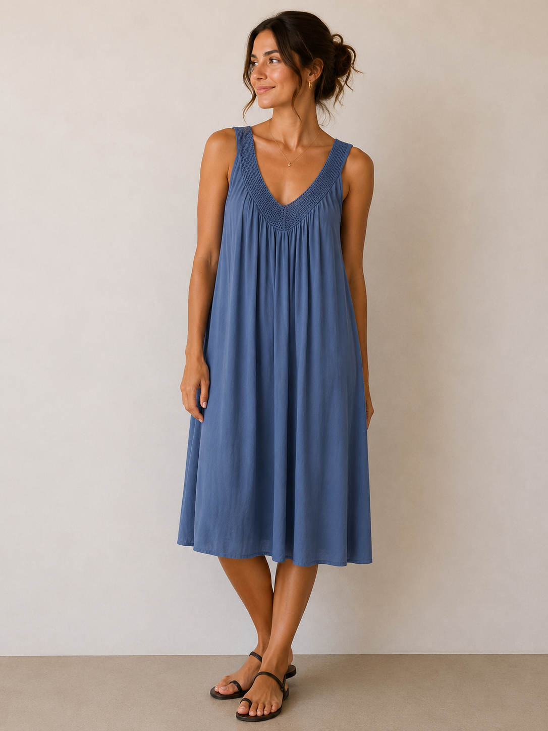 Sommerkleid mit Häkel-Ausschnitt – Einheitsgröße