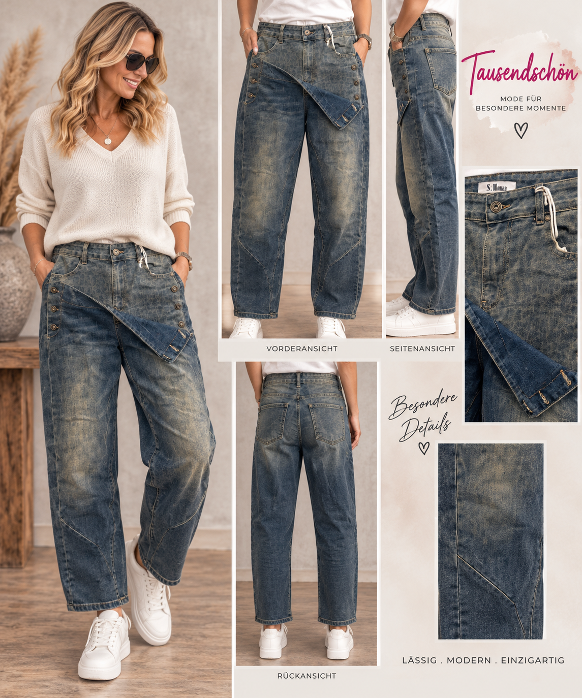Jeanshose mit Leo-Print – lässig & außergewöhnlich
