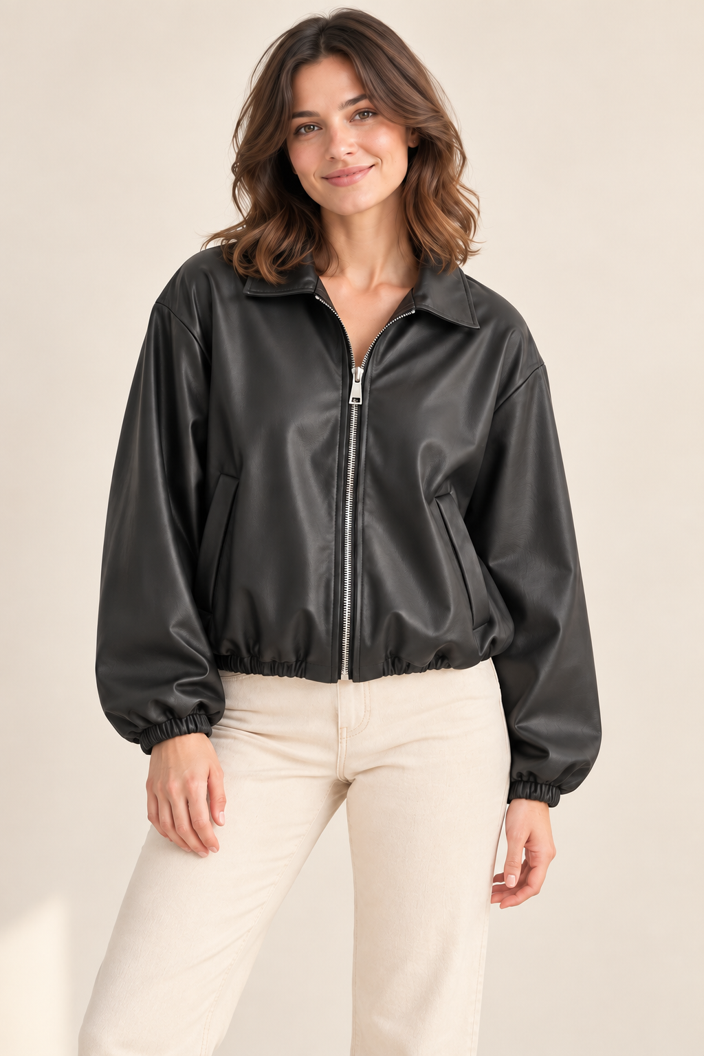 Lederimitatjacke im modernen Blousonschnitt