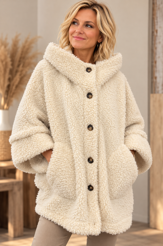 Kuschelige Teddyjacke in Creme