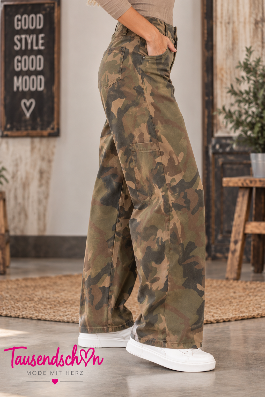 Camouflage-Hose im lässigen Wide-Leg-Style 🤎