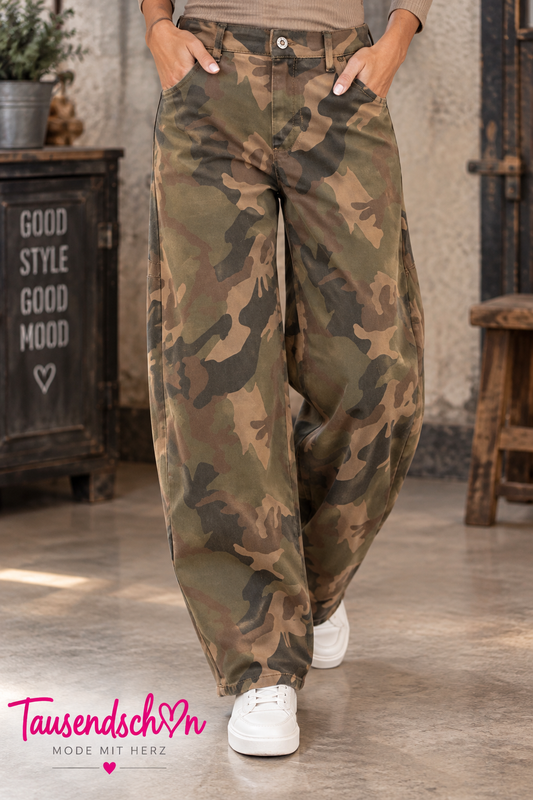 Camouflage-Hose im lässigen Wide-Leg-Style 🤎