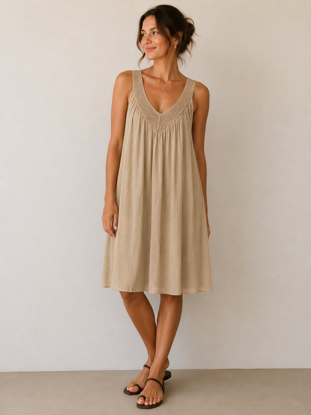 Sommerkleid mit Häkel-Ausschnitt – Einheitsgröße