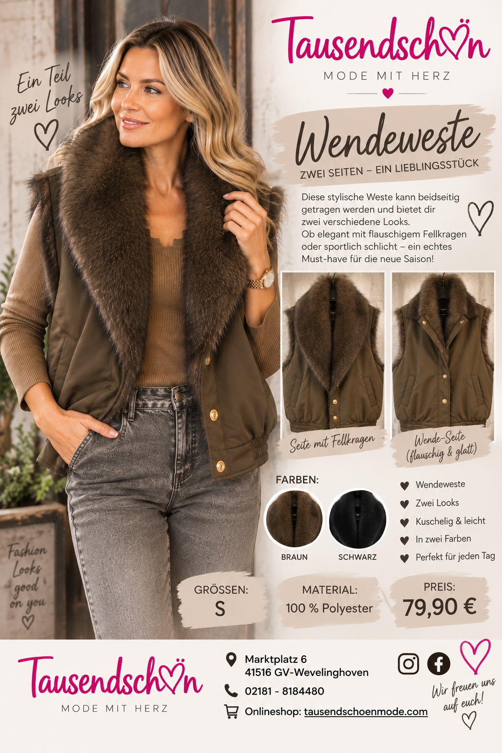 Wendeweste mit kuscheligem Fellkragen ❤️