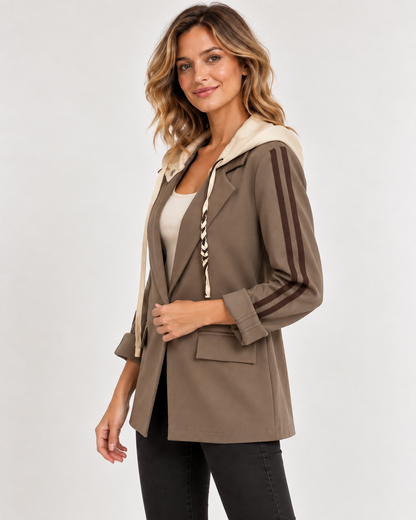 Blazer mit Seitenstreifen und abnehmbarer Kapuze