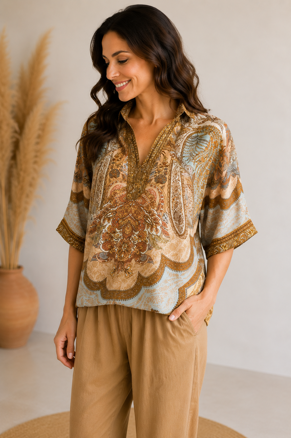 Seidenbluse Boho Chic