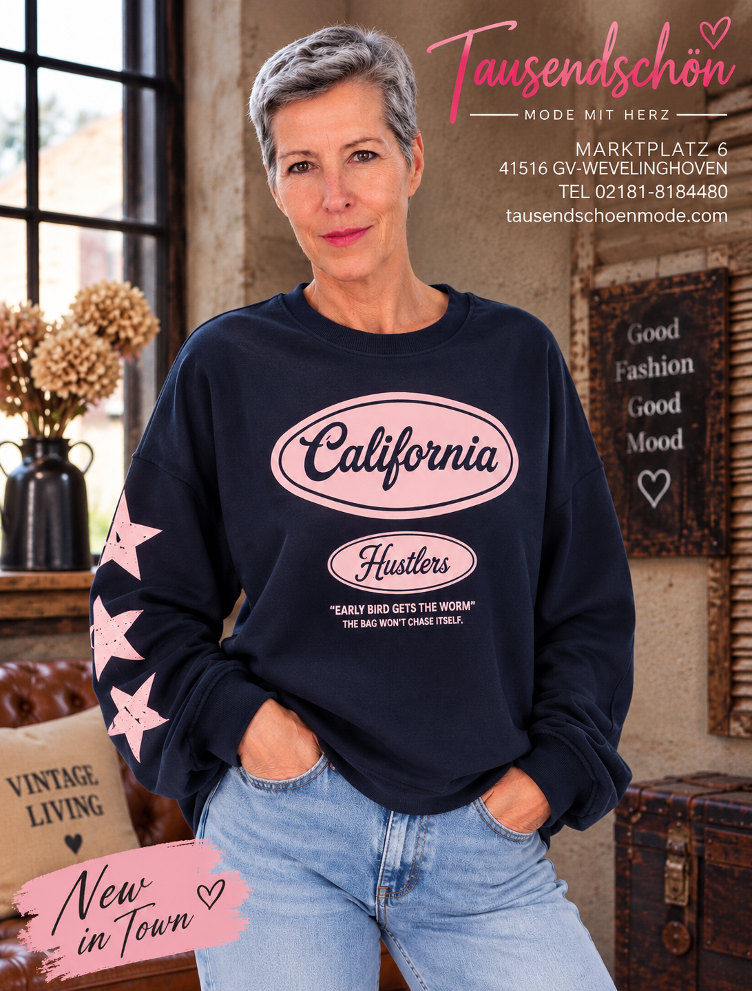 Stylisches Sweatshirt „California“ mit Sternen ⭐