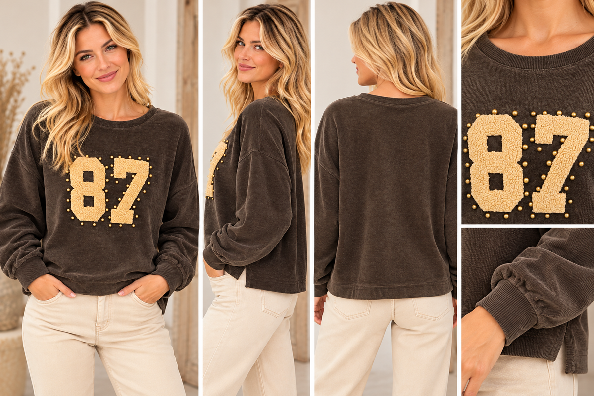 Sweatshirt mit 87-Teddy-Applikation