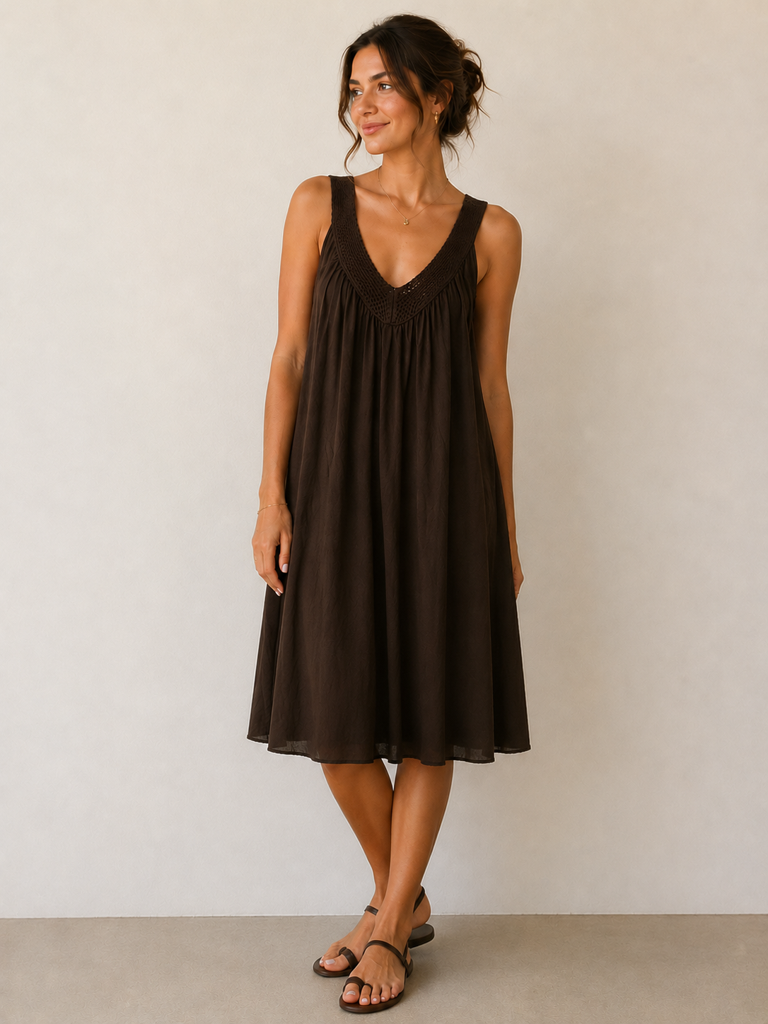 Sommerkleid mit Häkel-Ausschnitt – Einheitsgröße