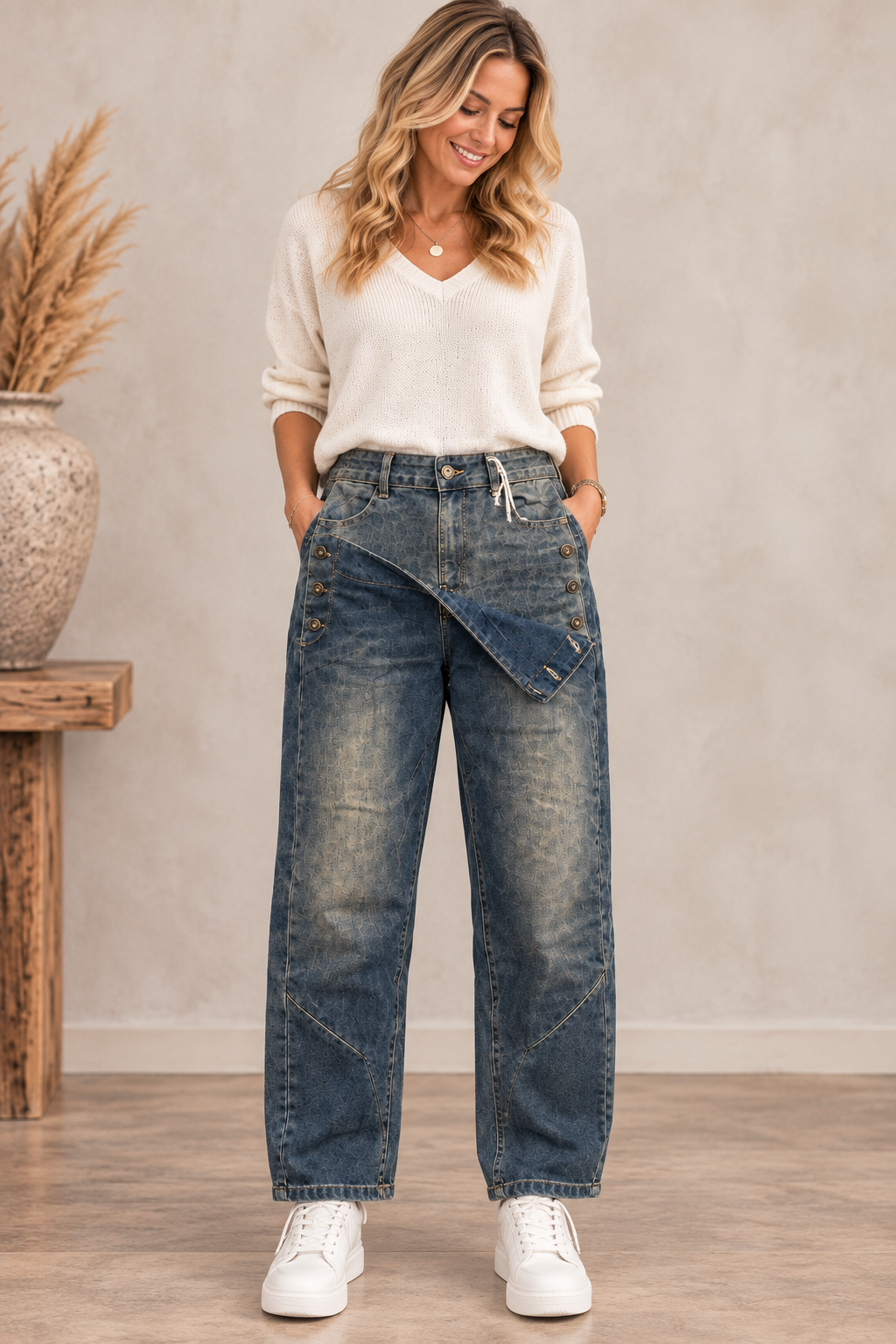 Jeanshose mit Leo-Print – lässig & außergewöhnlich