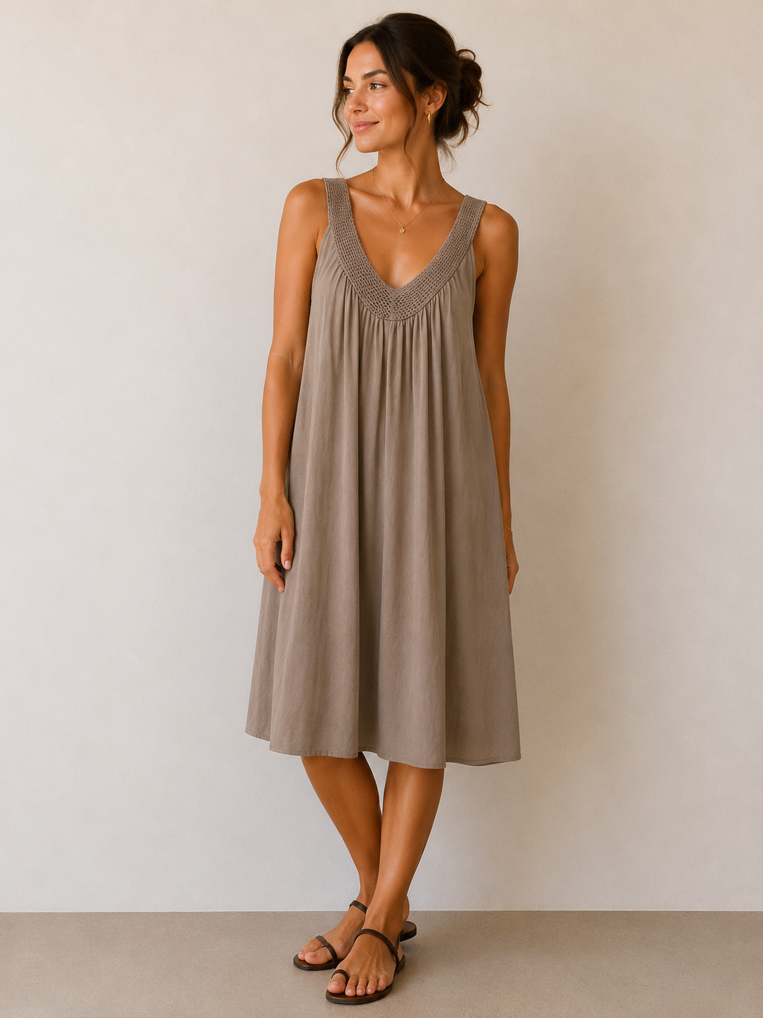 Sommerkleid mit Häkel-Ausschnitt – Einheitsgröße