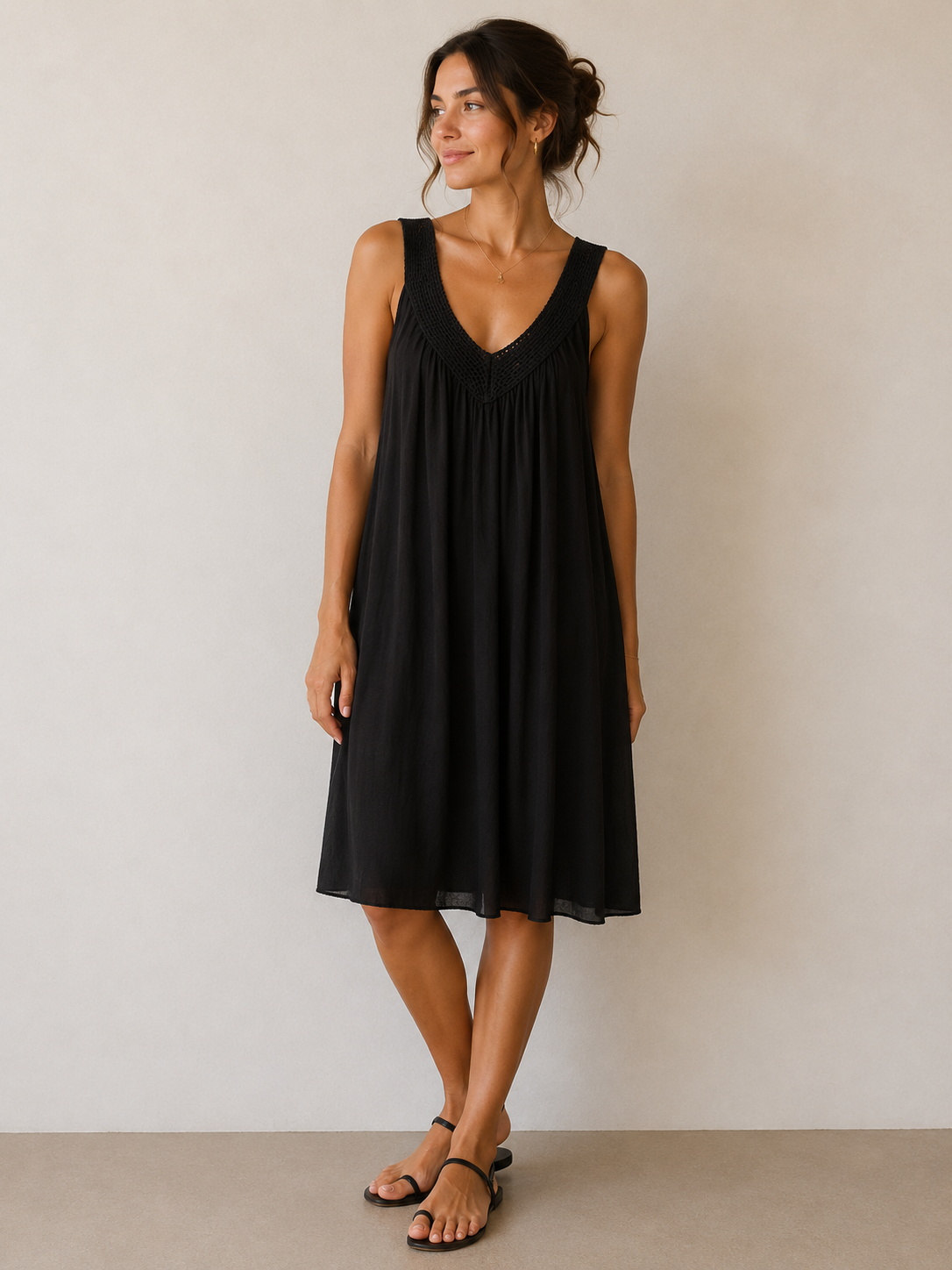 Sommerkleid mit Häkel-Ausschnitt – Einheitsgröße