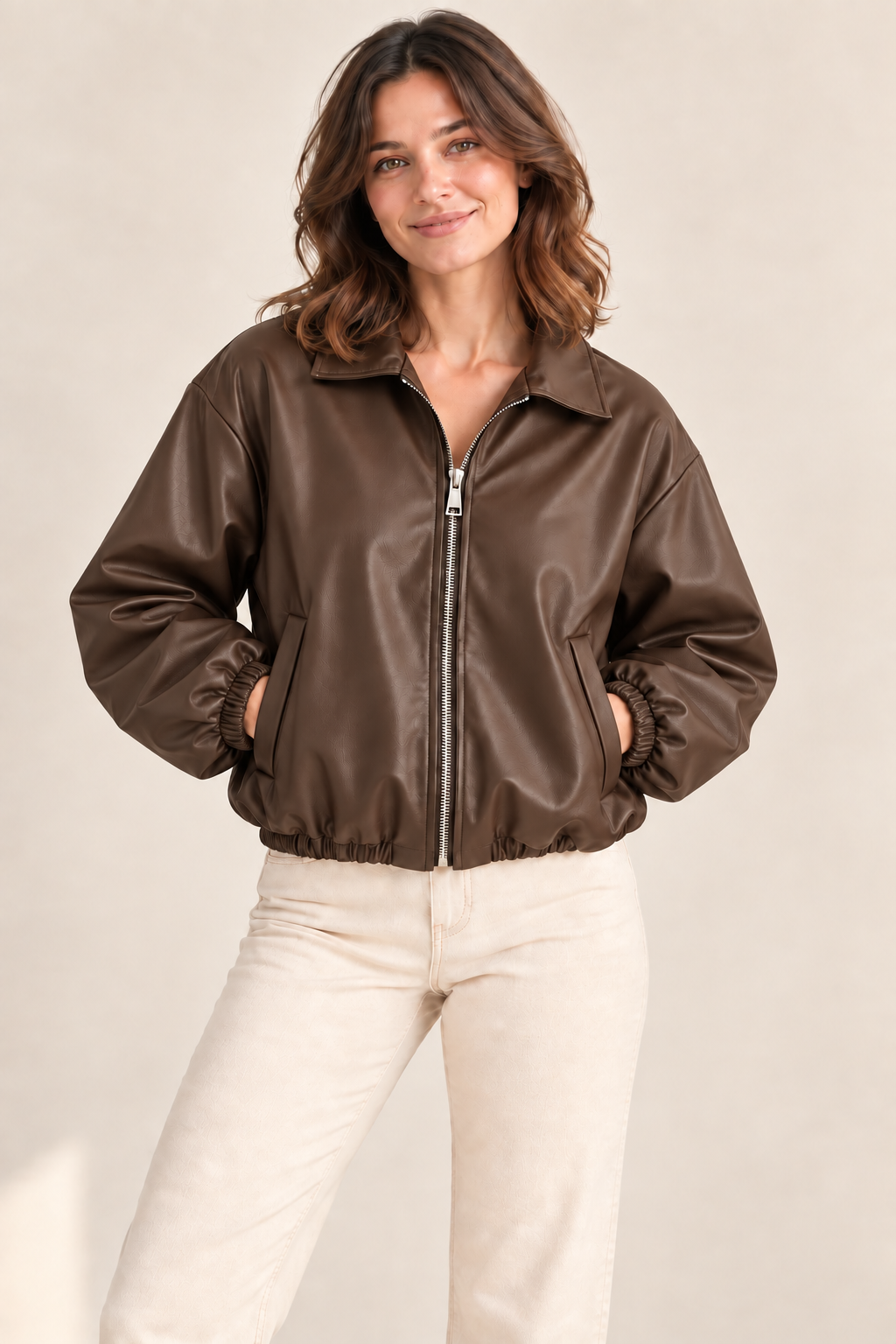 Lederimitatjacke im modernen Blousonschnitt