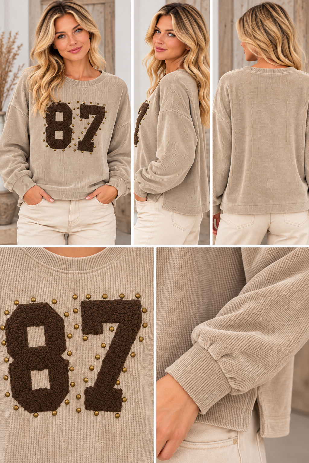 Sweatshirt mit 87-Teddy-Applikation
