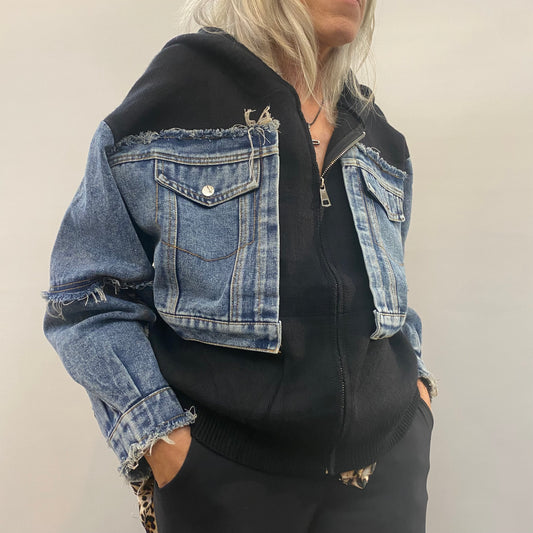 Strickjacke mit Jeans Einsatz