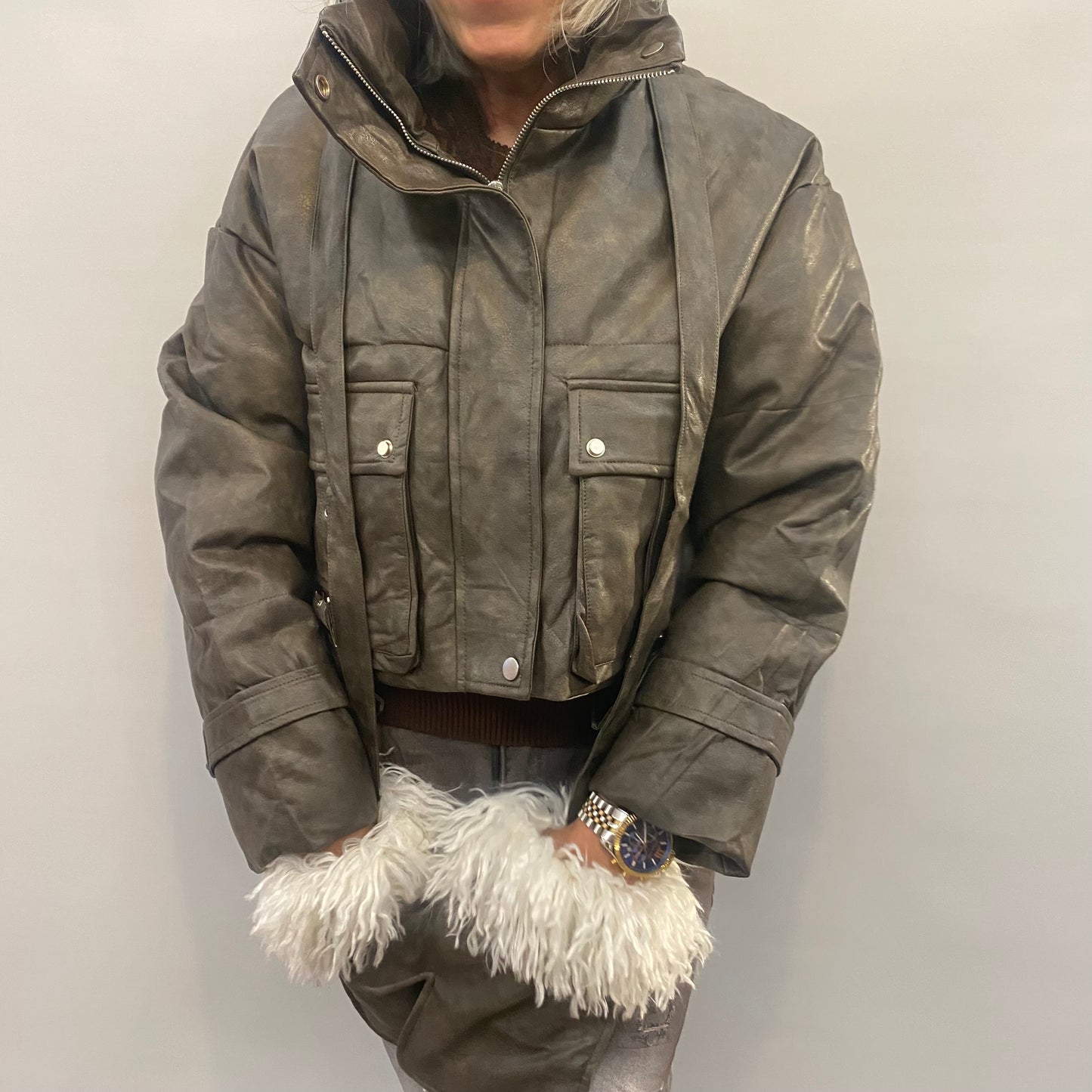Kurze Lederimitat Jacke Modell " Pia"