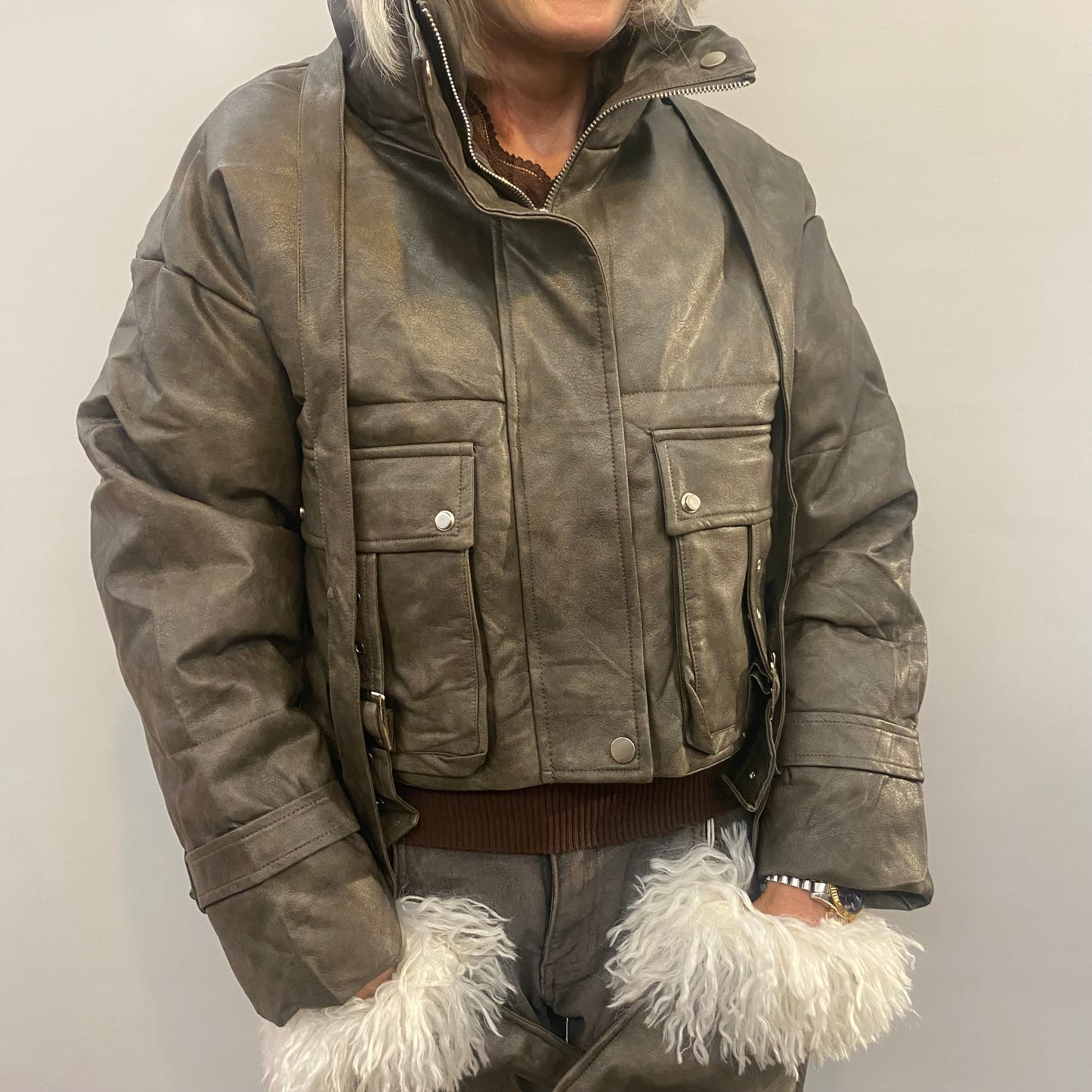 Kurze Lederimitat Jacke Modell " Pia"