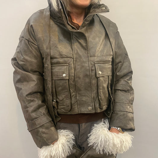 Kurze Lederimitat Jacke Modell " Pia"