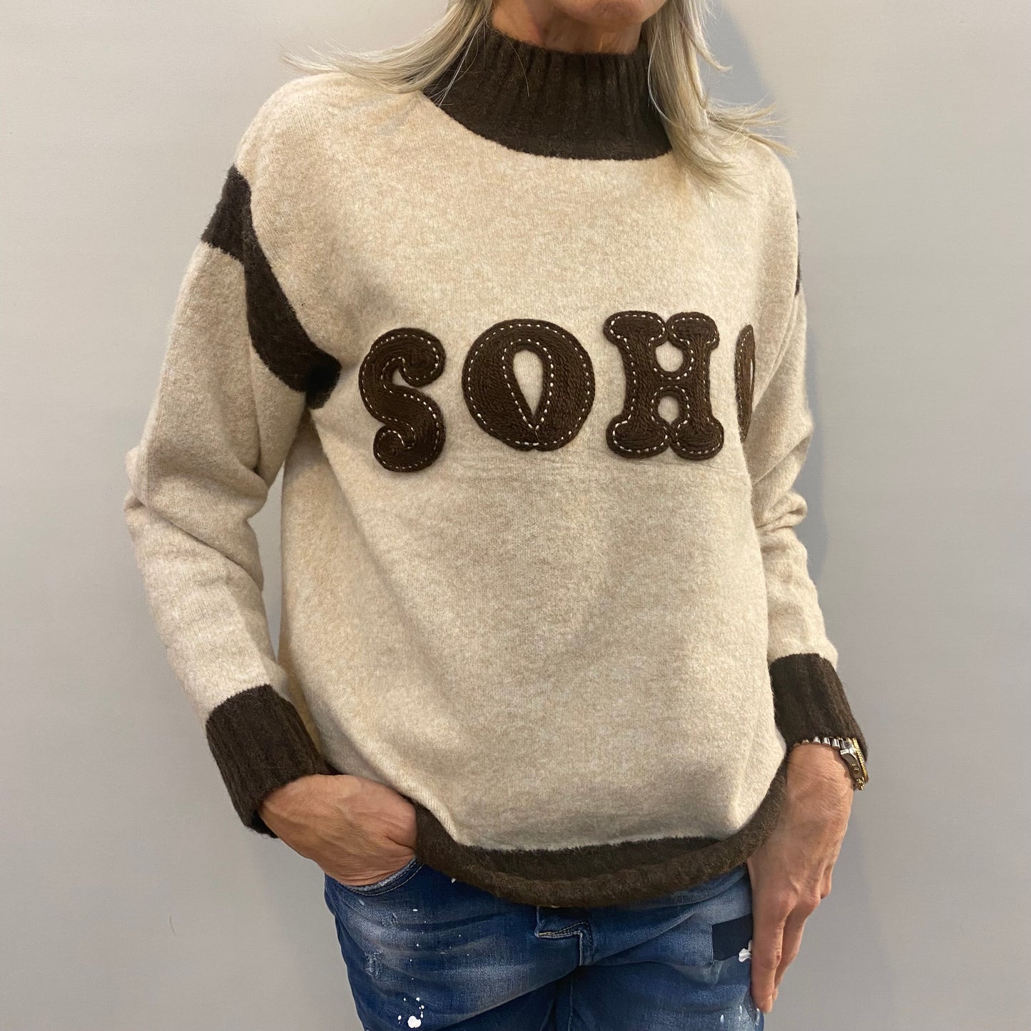 Pullover "SOHO" in beige und braun