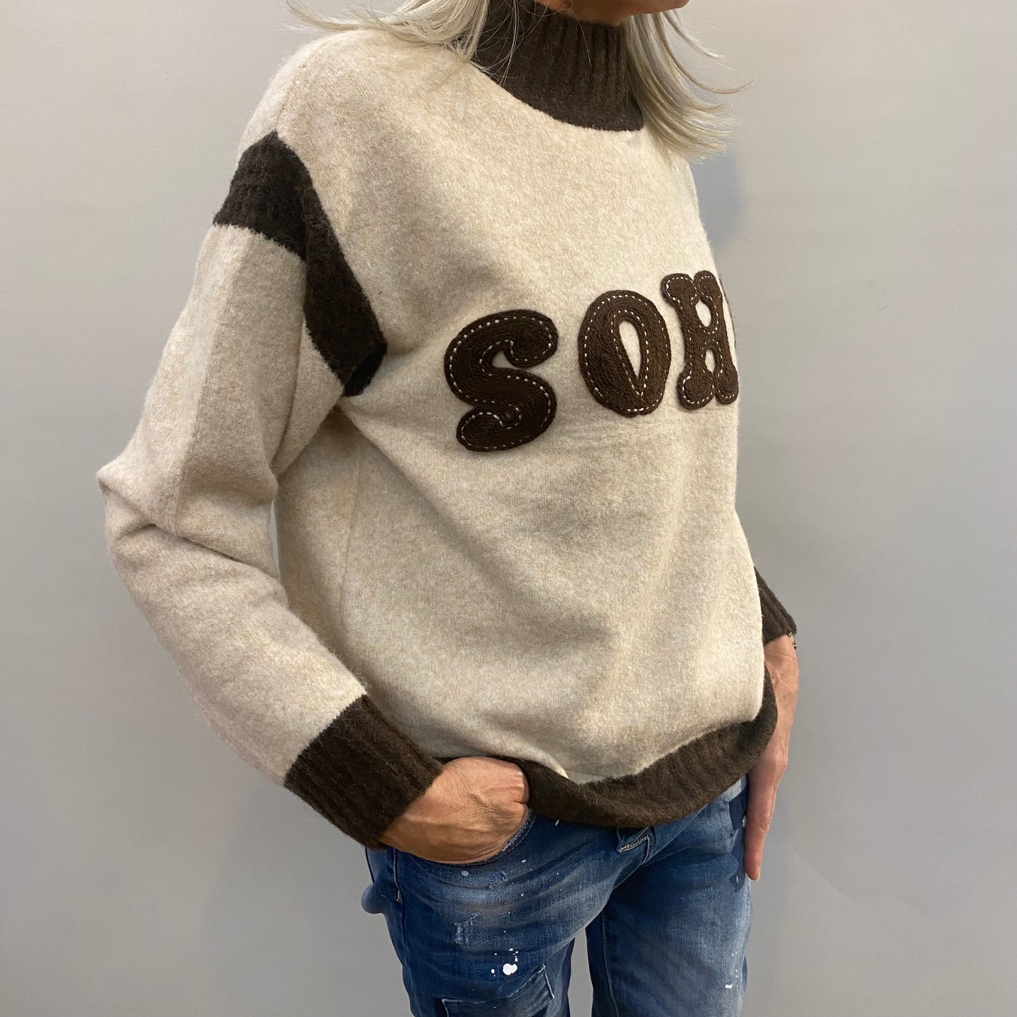 Pullover "SOHO" in beige und braun
