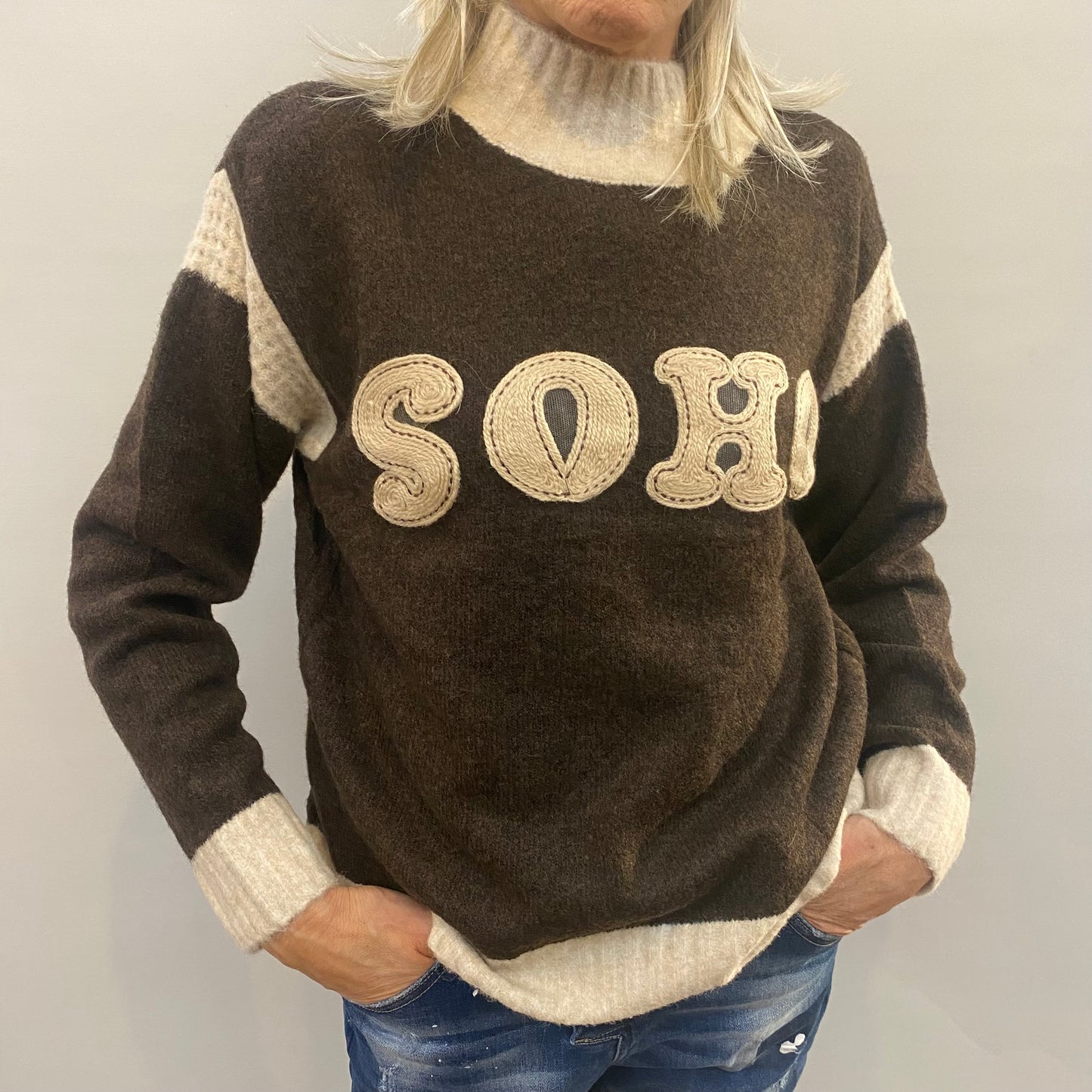 Pullover "SOHO" in beige und braun