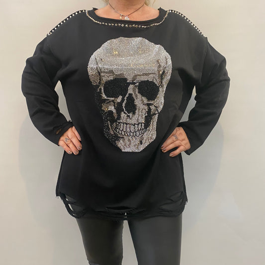 Shirt Skull-Print in schwarz