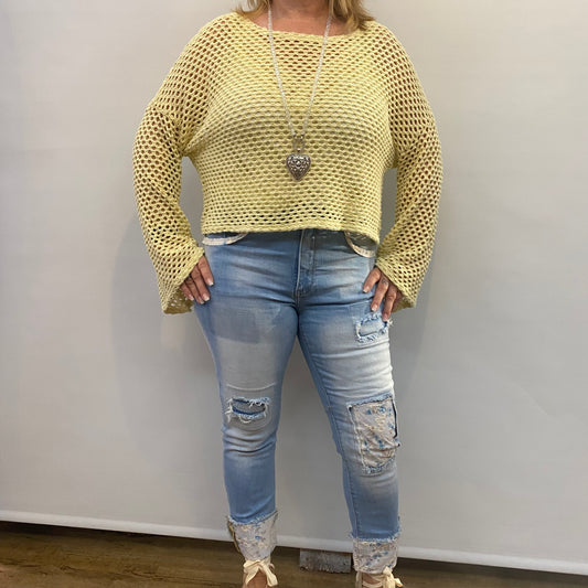 Pullover Häkel im zartem gelb