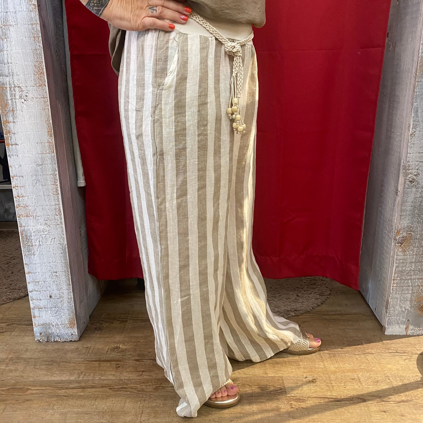 Leinenhose „Schoko Stripe“