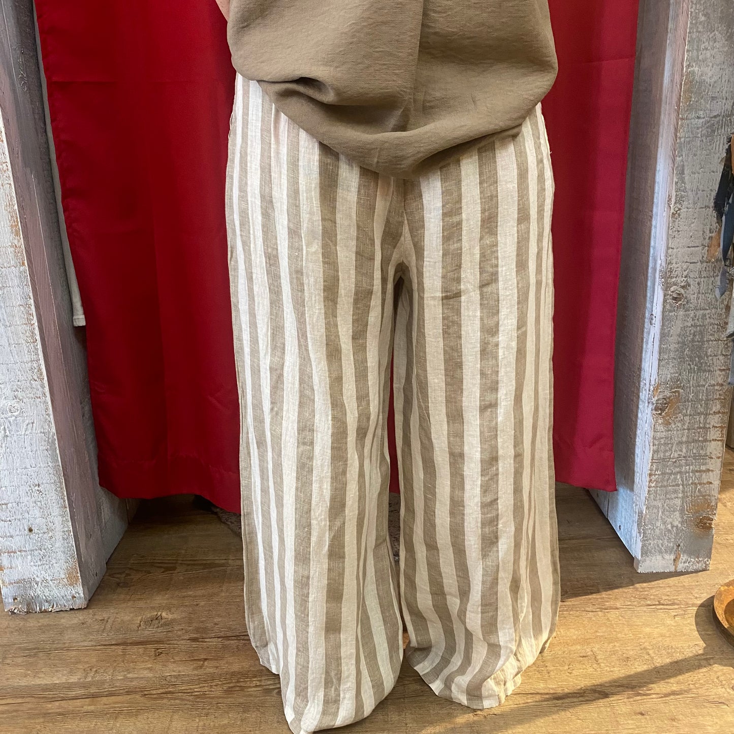 Leinenhose „Schoko Stripe“